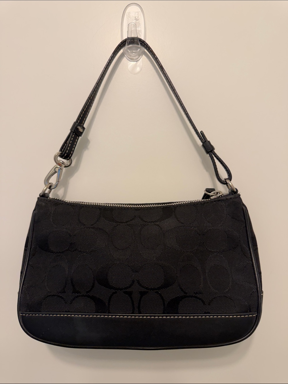 Coach 6094 Y2K Black Signature Jacquard & Leather Mini Demi Shoulder Pouch